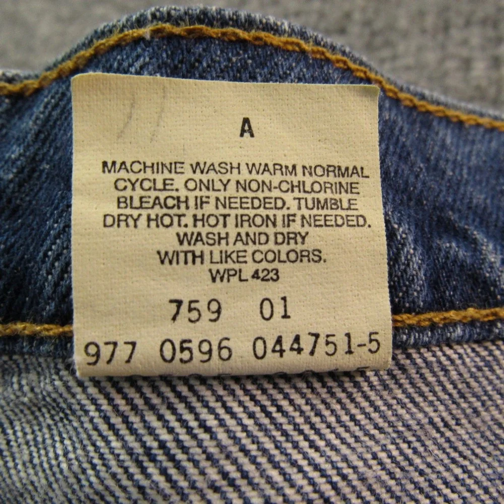 Vintage Levis 505 Jeans Mens 42x32 Blue Denim Orange Tab Black Bat Wing May 1996
